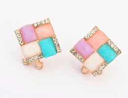 Multicolor Square Stud Earrings